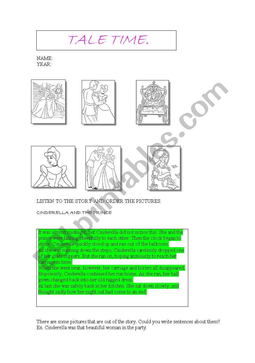 cinderlla worksheet