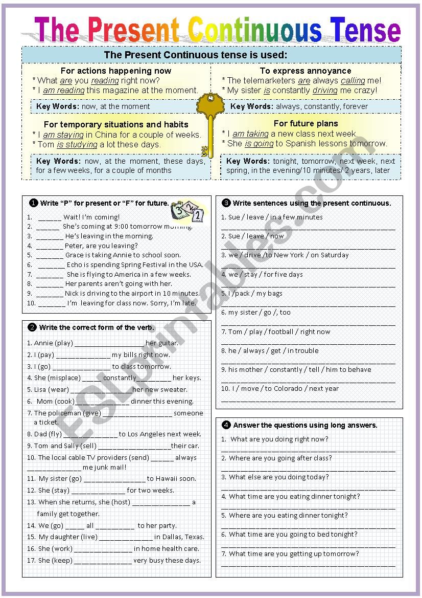 #16 THE PRESENT CONTINUOUS worksheet