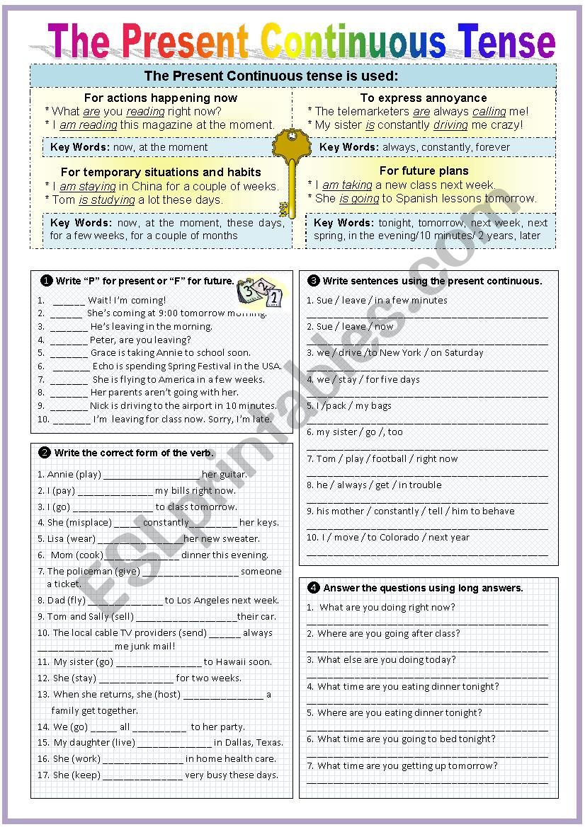 #16 THE PRESENT CONTINUOUS worksheet #16 THE PRESENT CONTINUOUS worksheet