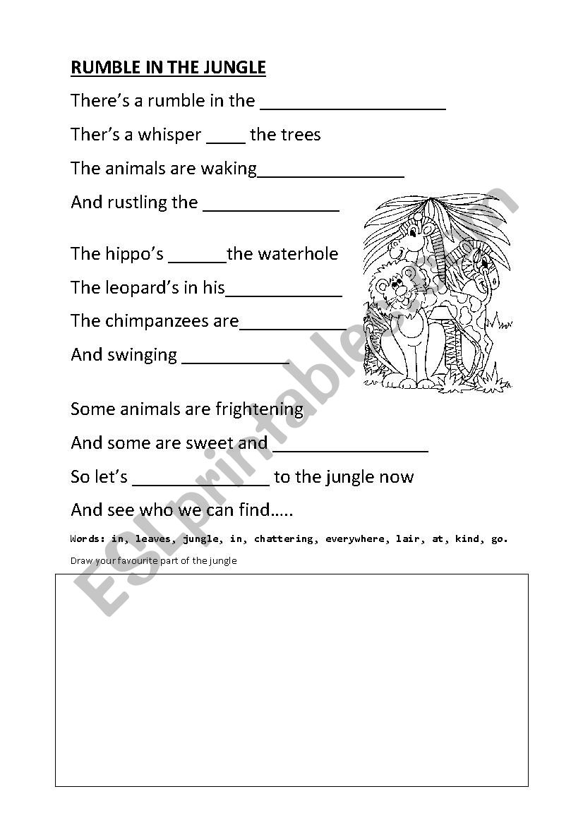 Rumble in the jungle worksheet