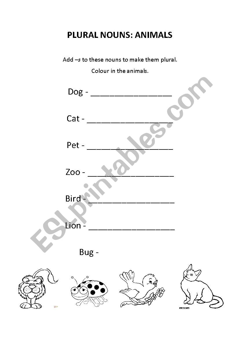 PLURAL NOUNS ANIMALS worksheet
