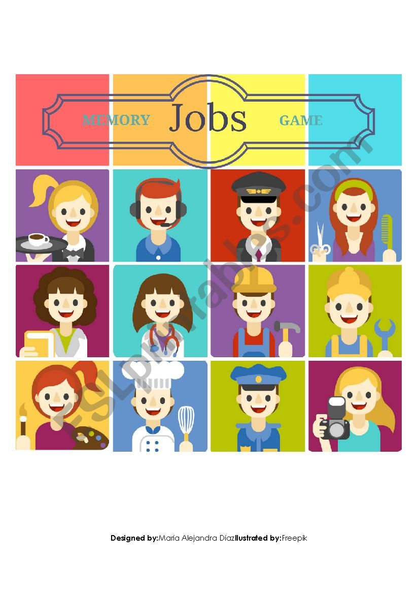 Jobs- Memory game worksheet