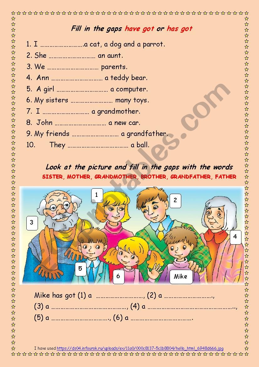 Family worksheet