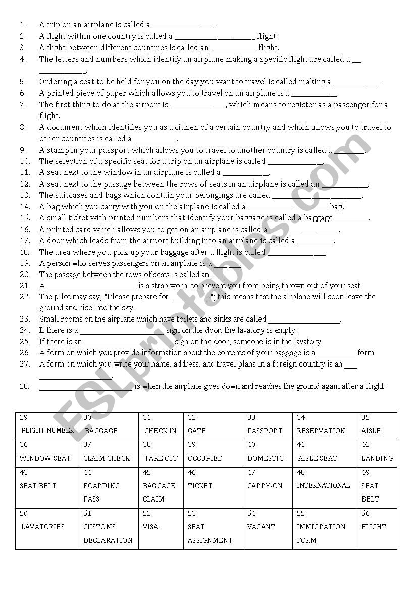 airport quiz worksheet