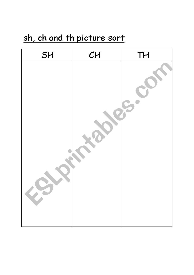 sh, ch, th sound worksheet