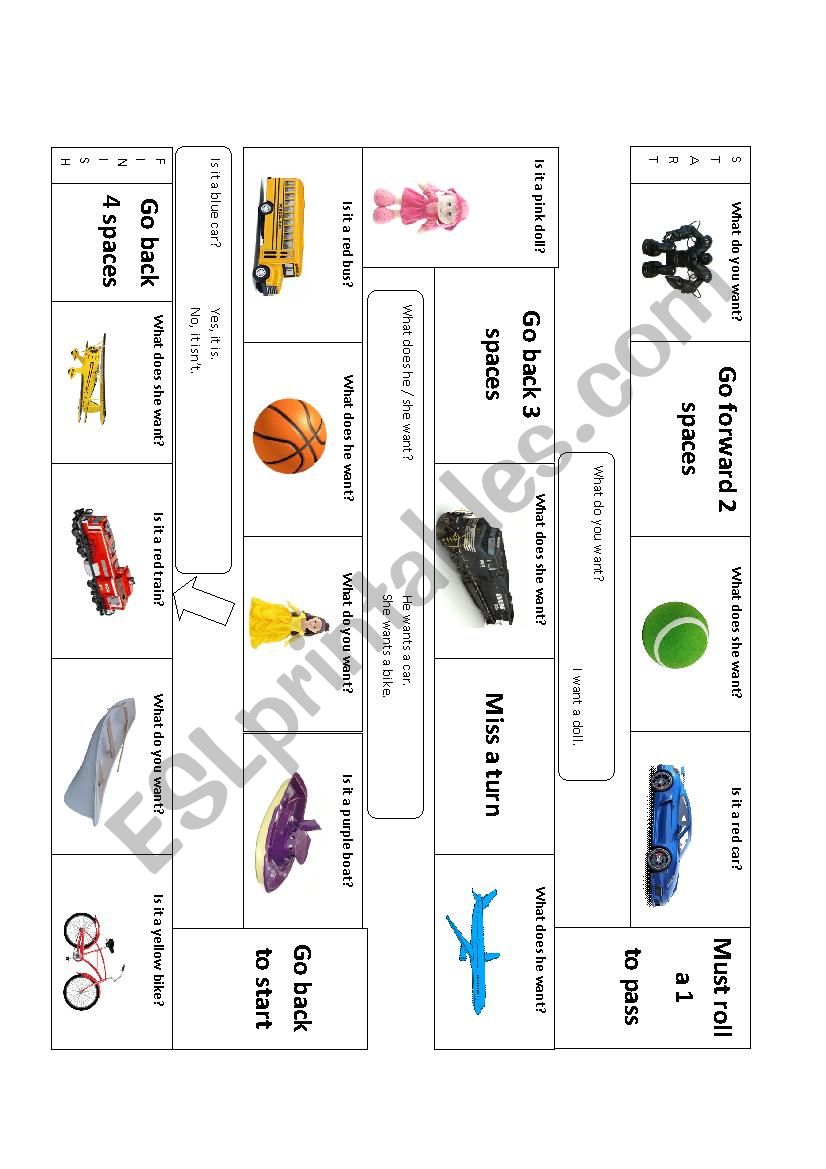 board game toys worksheet