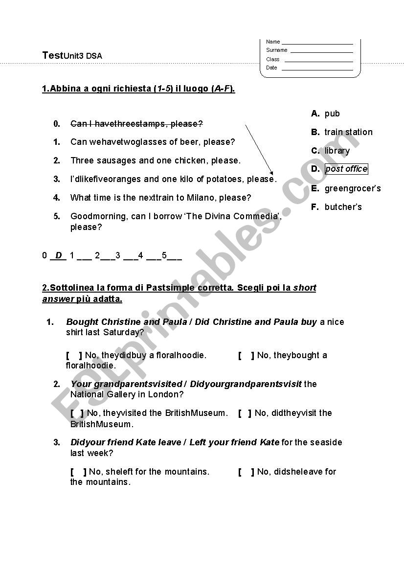 test simple past tense for dyslexic students