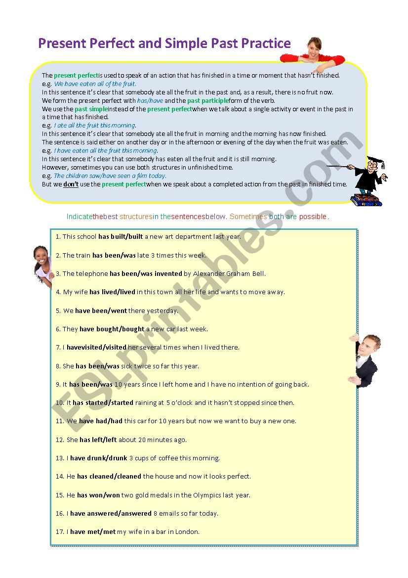 Present Perfect and Simple Past Practice 