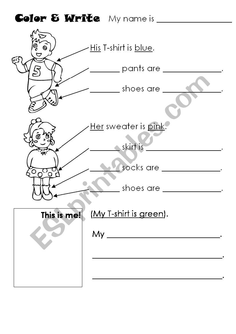 his her clothes worksheet