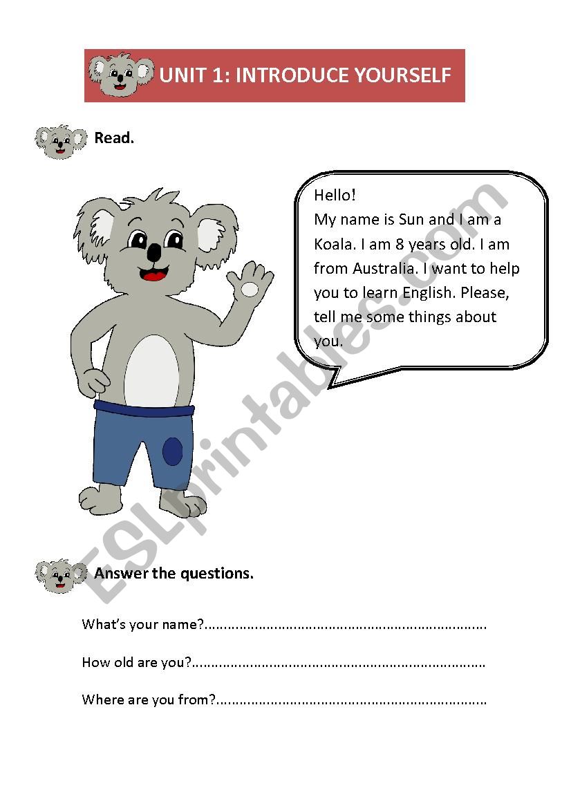 Introduce yourself worksheet