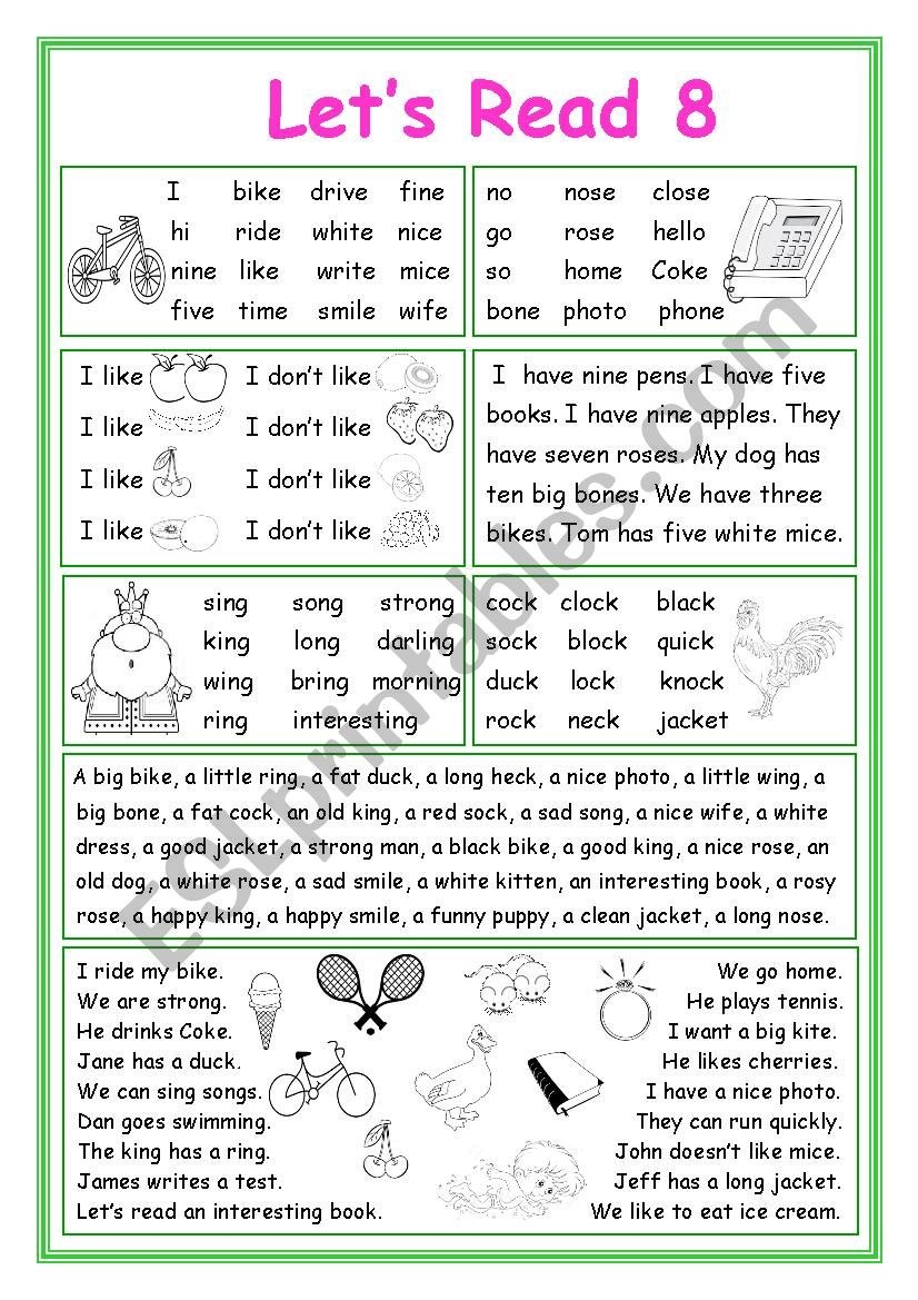 LetÂ´s Read 8 worksheet