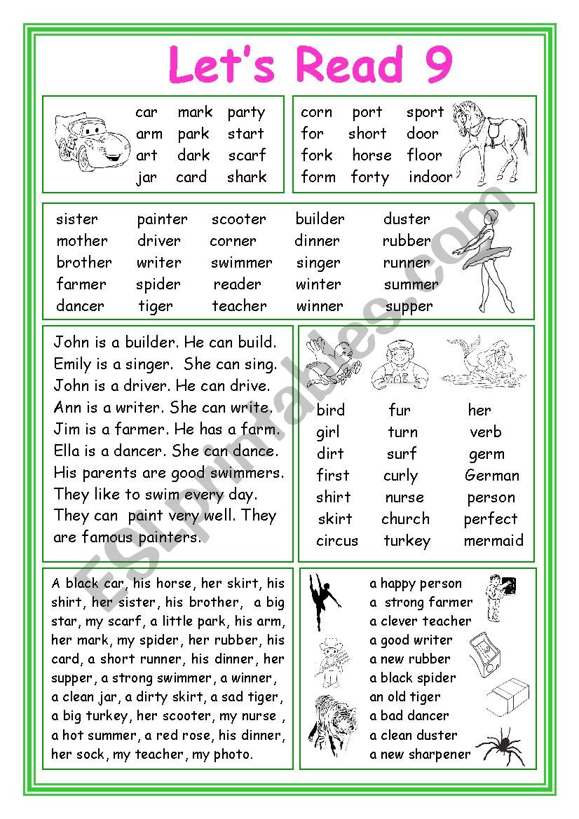 LetÂ´s Read 9 worksheet