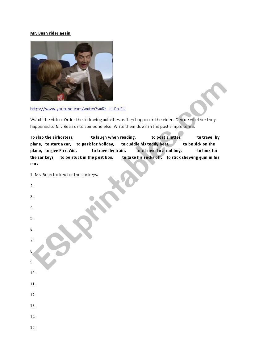 Mr. Bean rides again worksheet