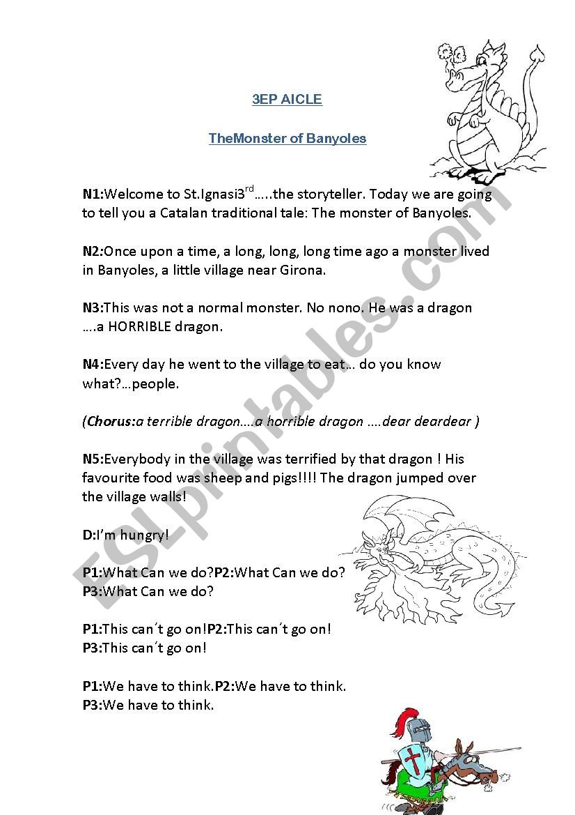 THE MONSTER OF BAYOLES STORY worksheet