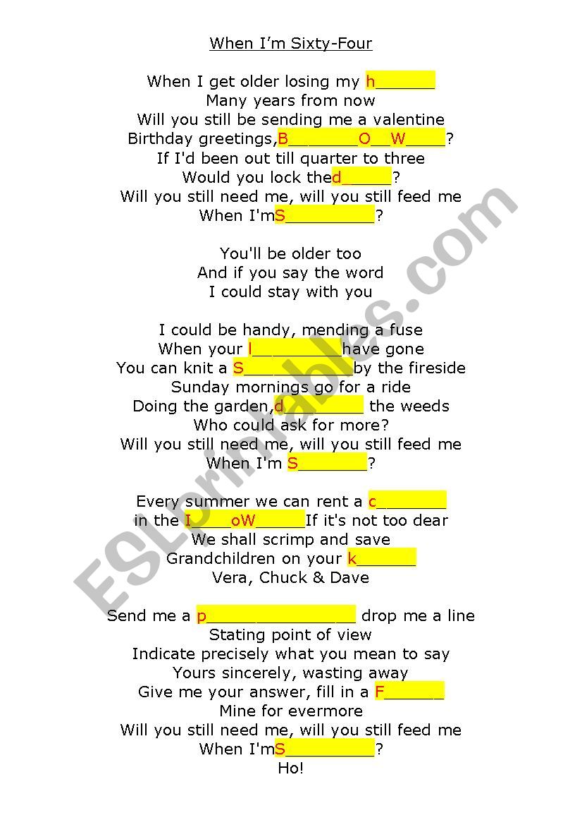 When IÂ´m Sixty Four  -  The beatles 