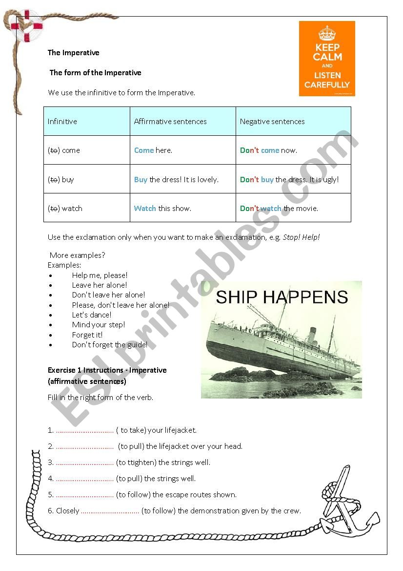 Imperative CEF A2 Evacuation and boat drill instructions