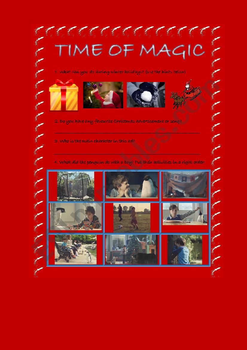 Christmas Ad video worksheet worksheet