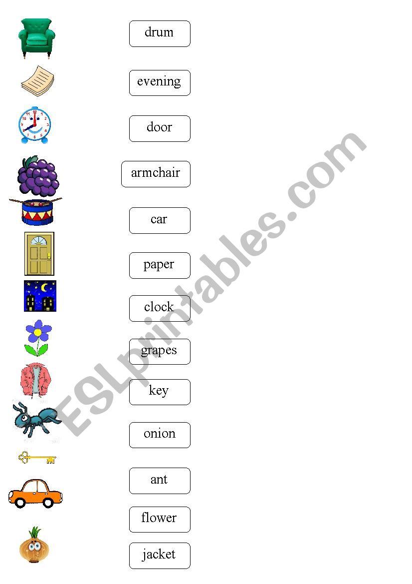 matching activity worksheet