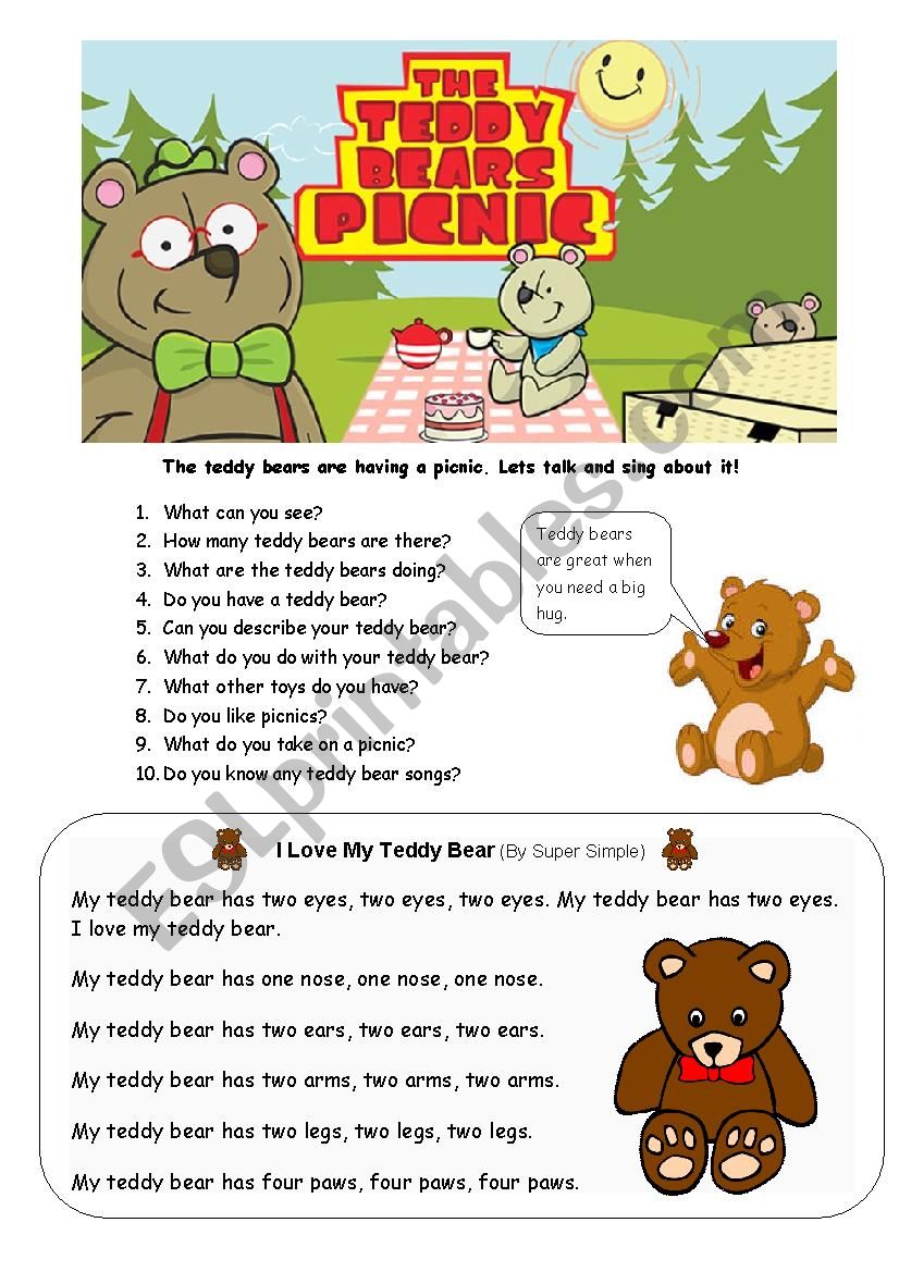 Teddy Bear Talk worksheet