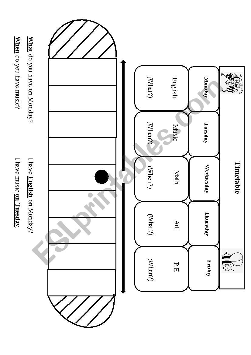 timetable board game worksheet