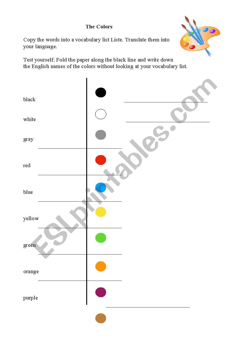 The colors worksheet