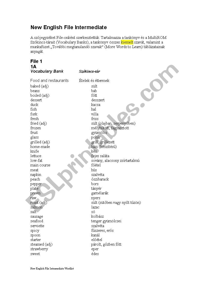 Wordbank worksheet