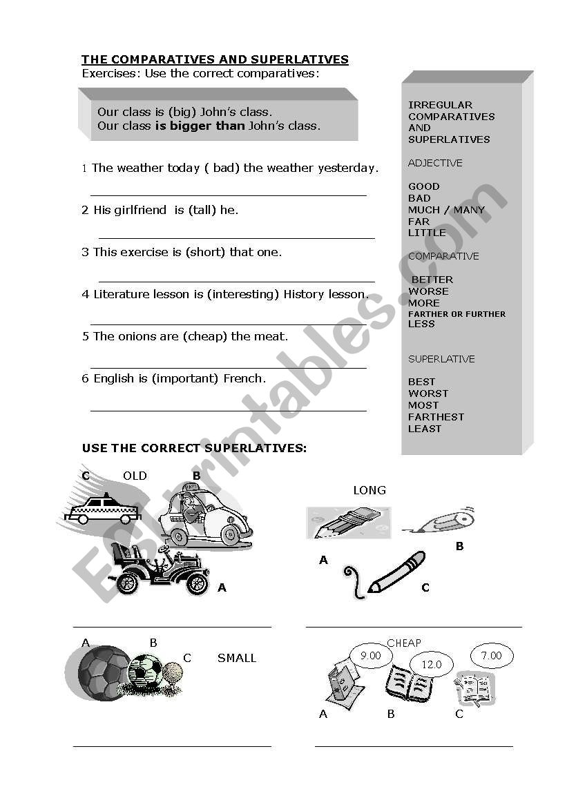 THE COMPARATIVES AND SUPERLATIVES