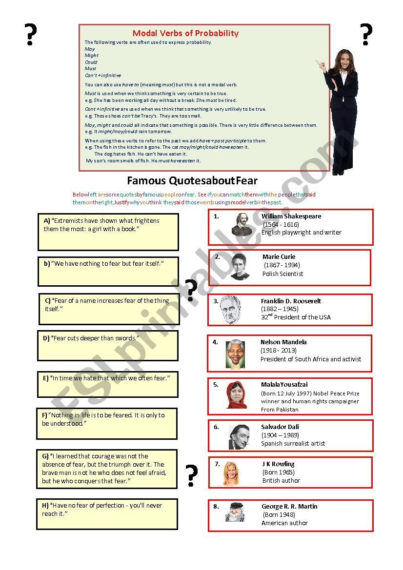 Quotes About Fear worksheet