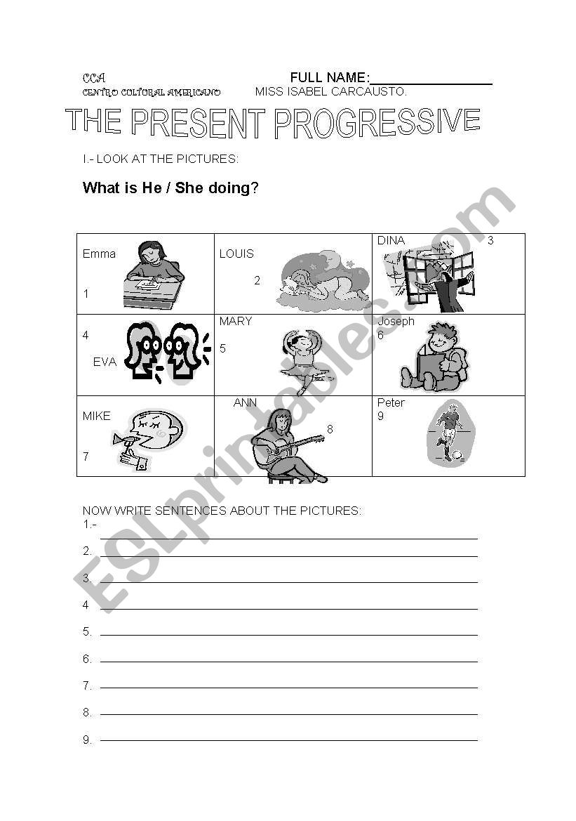 present progressive worksheet