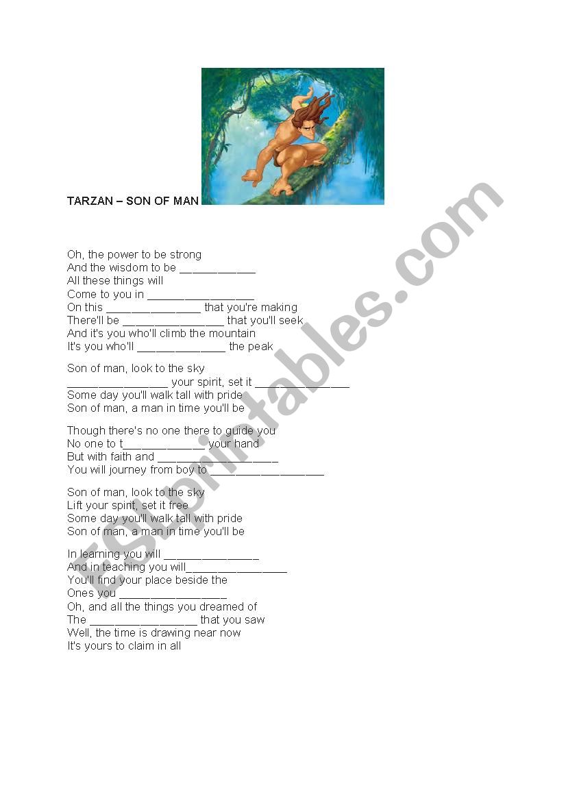 tarzan song worksheet