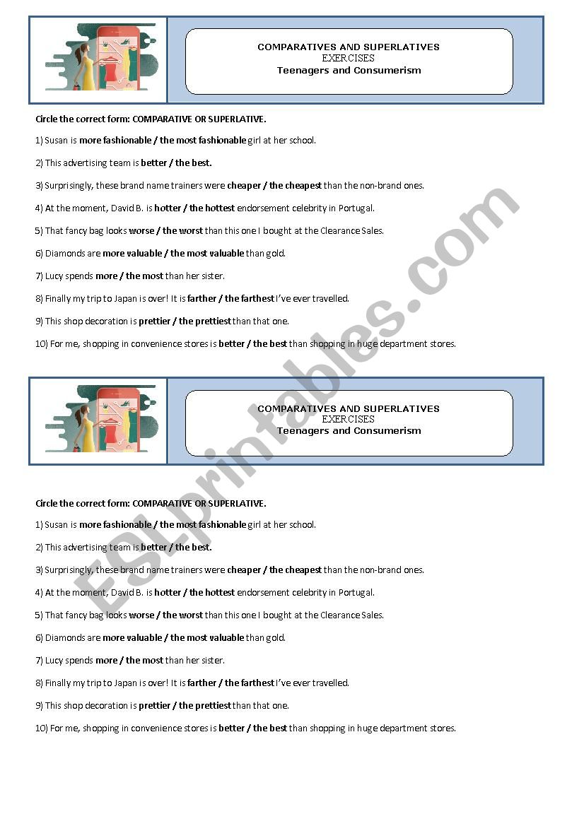 Degrees of Adjectives A worksheet