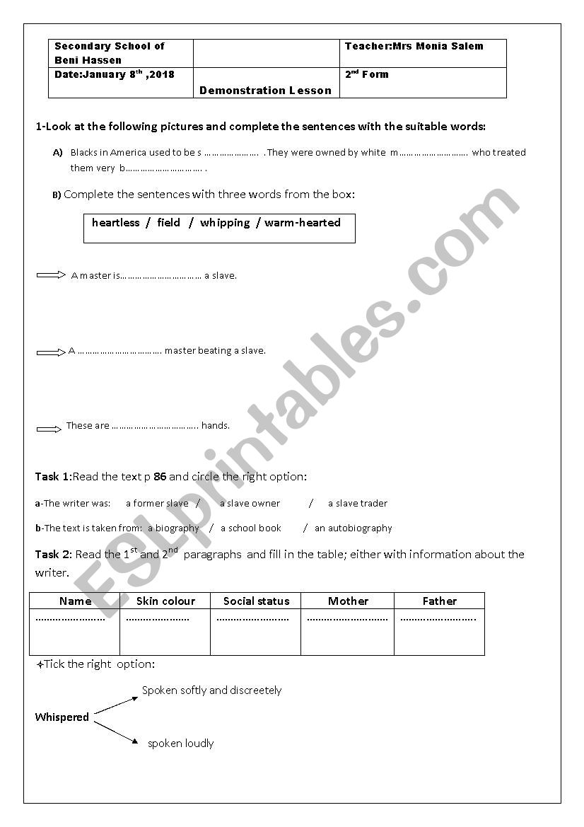 Human Rights worksheet