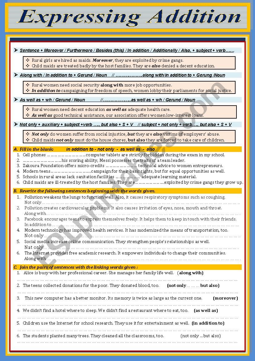 Expressing Addition worksheet