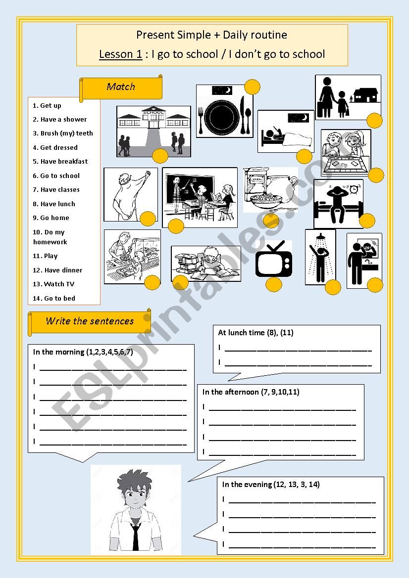 Daily routine lesson 1 worksheet