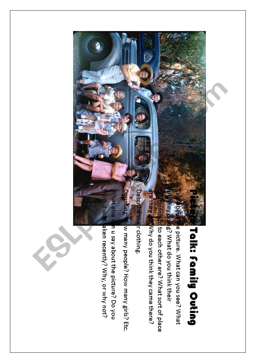 Picture Talk: Family Outing worksheet