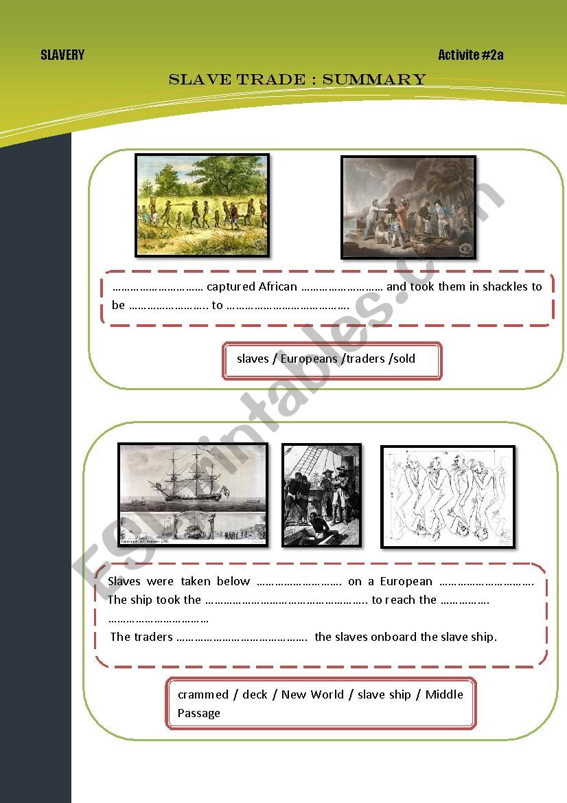 Slave trade worksheet