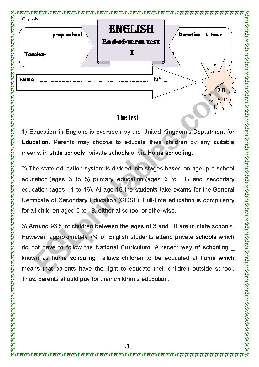 end-term test 1  worksheet