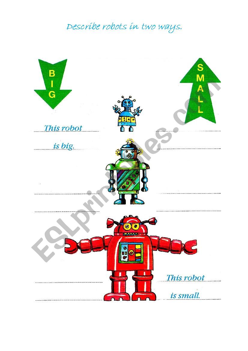 adjectives. describing robotos