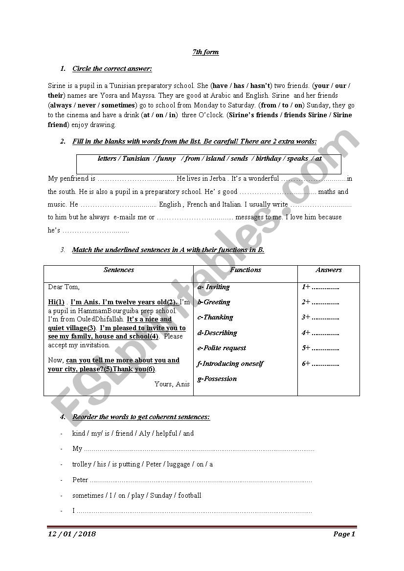 review 7th form module 1 and 2