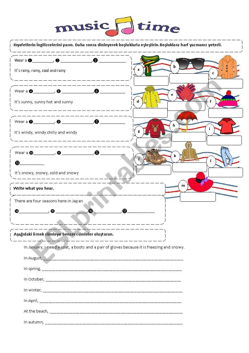 Song activity about weather and emotions