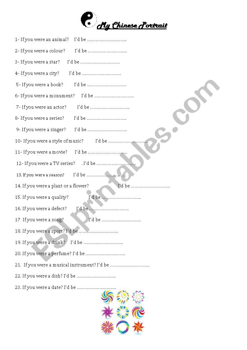 Chinese portrait worksheet