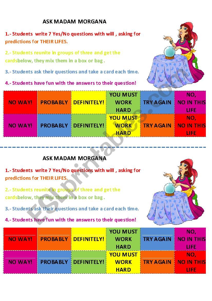 ASK MADAM MORGANA worksheet