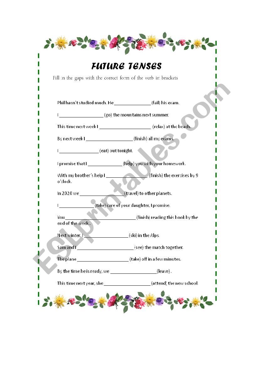 FUTURE TENSES worksheet