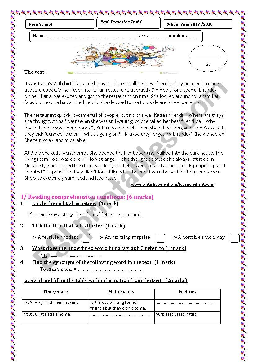 End-Term Test 1 8th form worksheet