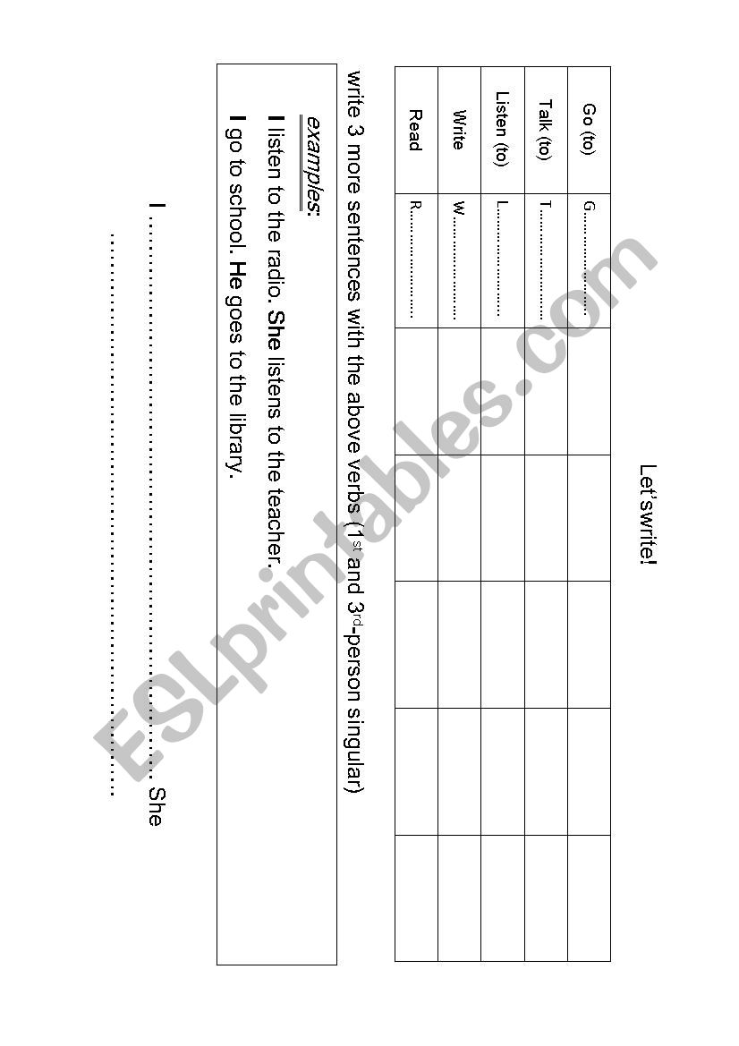 Handwriting, spelling and present simple worksheet