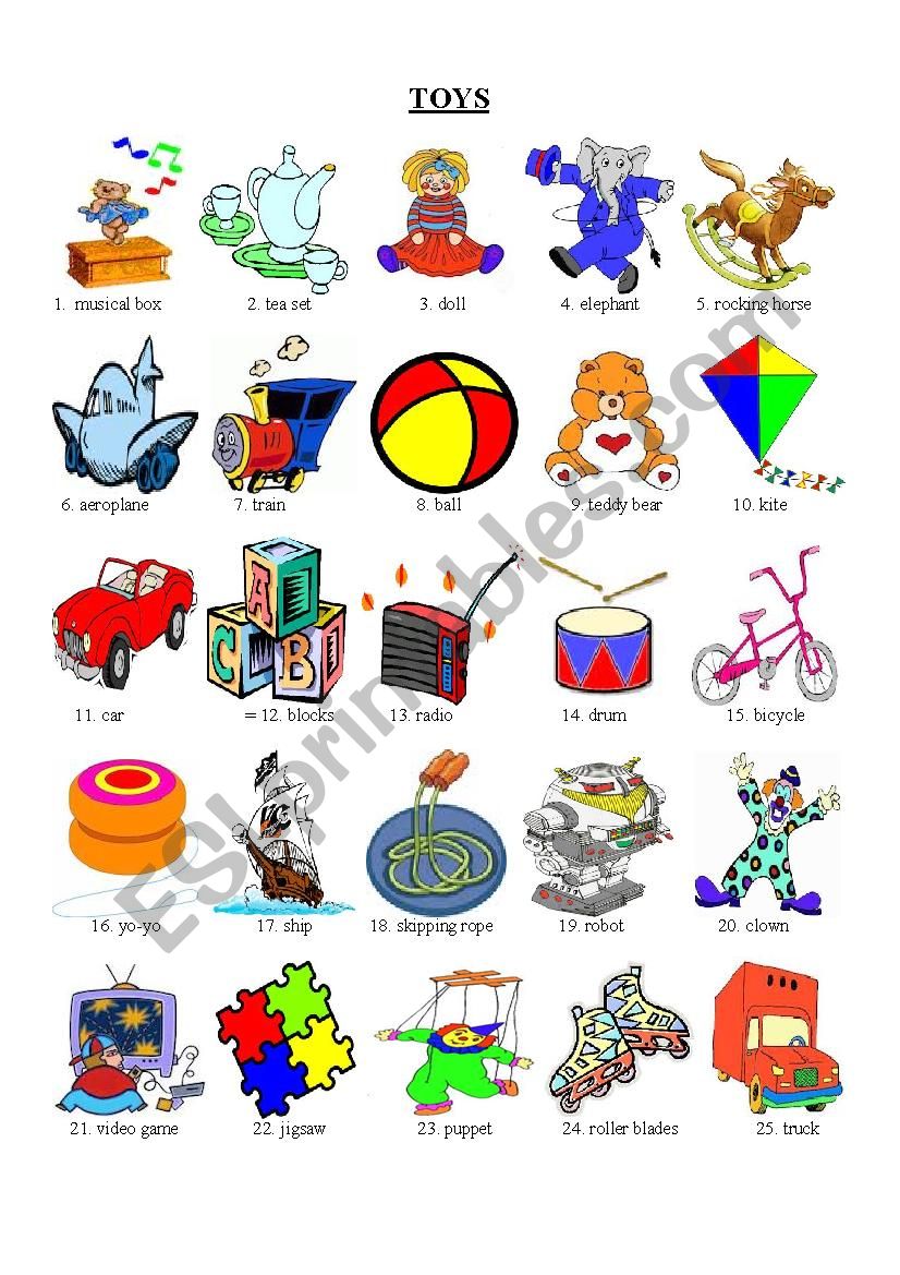 Toys Pictionary worksheet