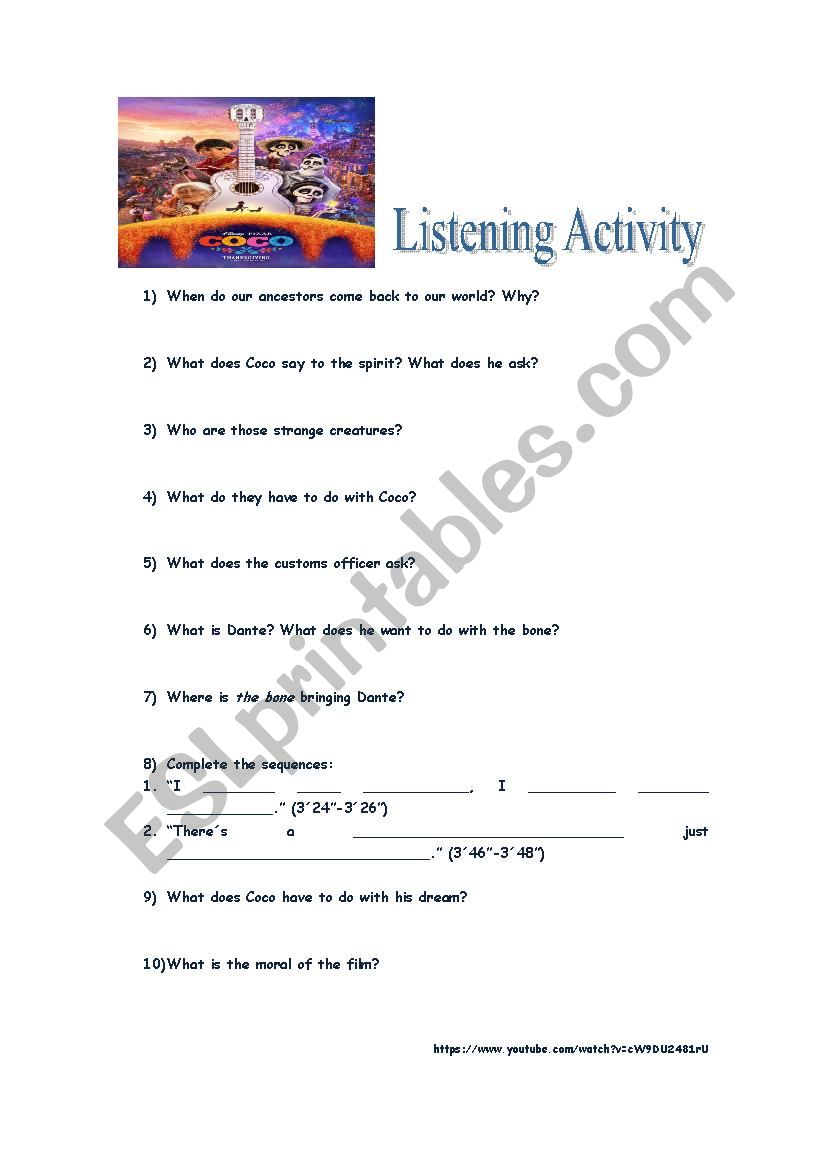 COCO Trailer worksheet