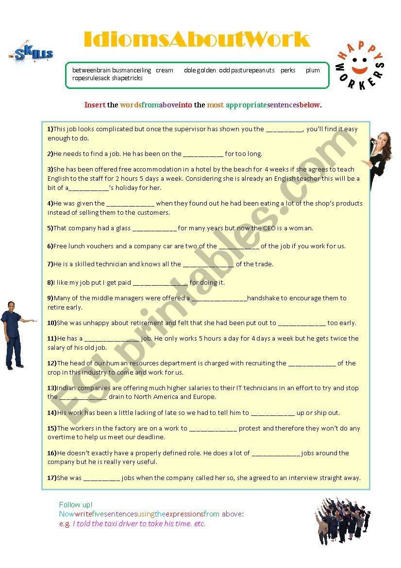 Idioms about Work worksheet