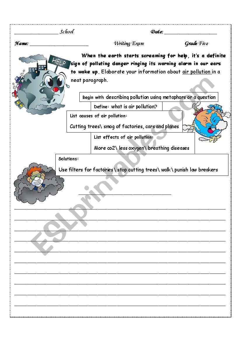 Air pollution worksheet