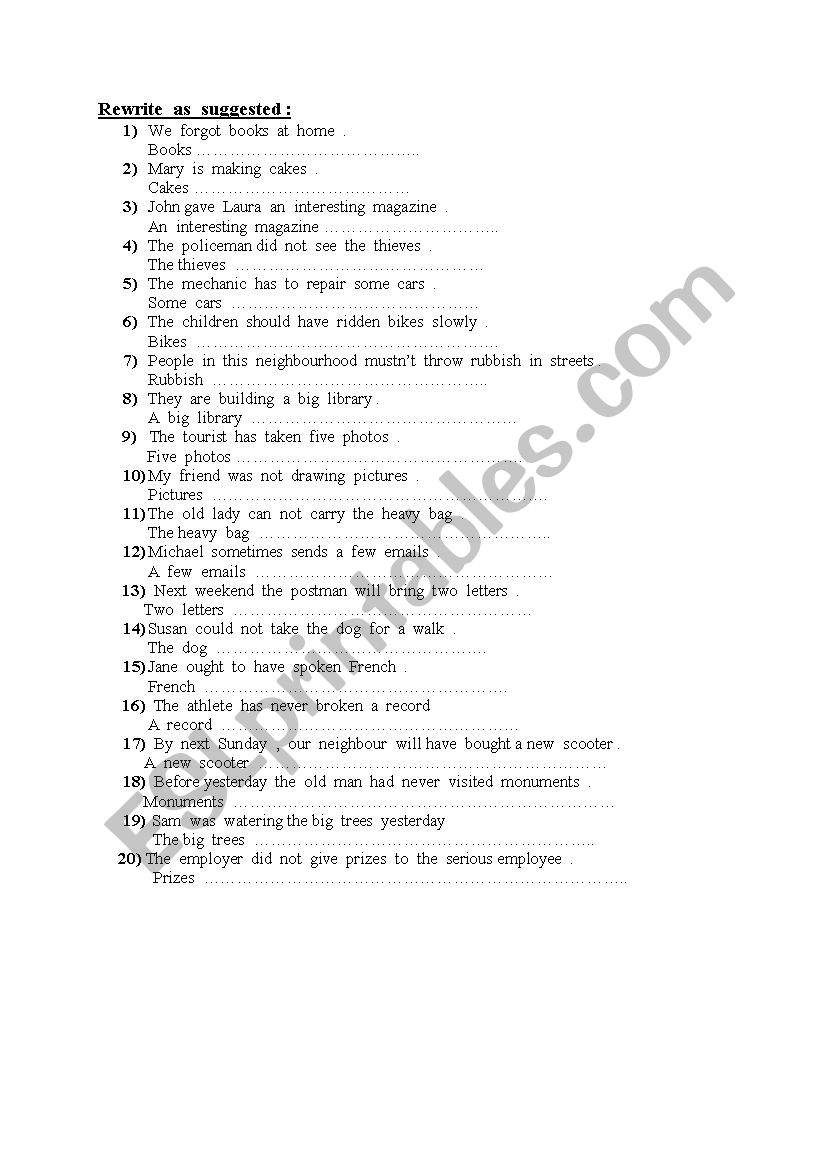 Passive  voice worksheet